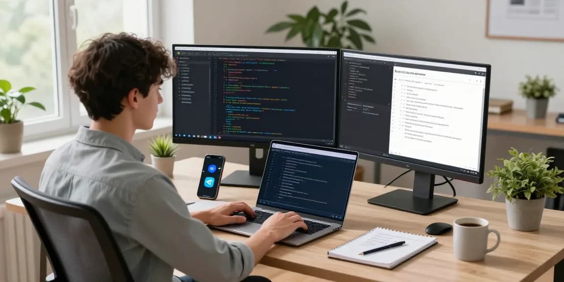 Seamlessly configure Telegram Chinese interface in a modern tech workspace.