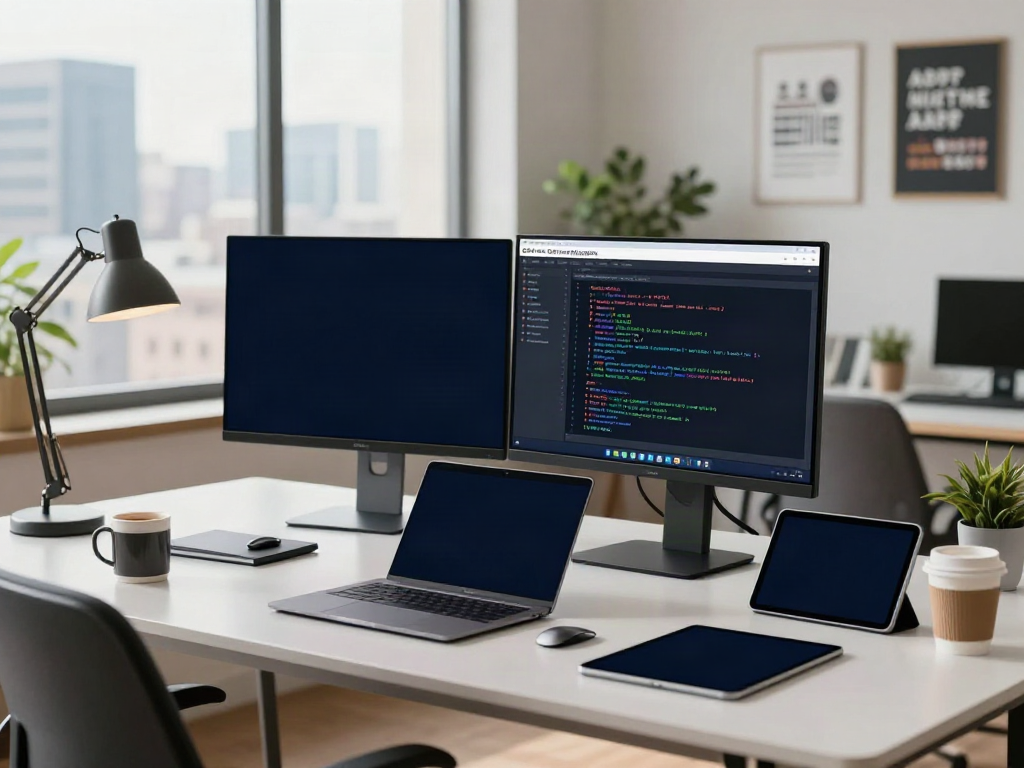 Developer showcasing GBWhatsApp APK download process in a modern tech workspace.
